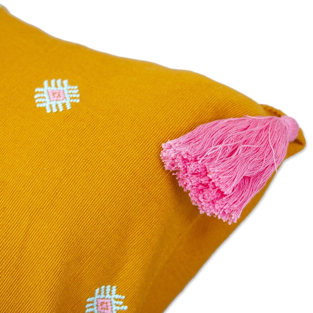 Novica Handmade Yellow Maya Brocade Cotton Cushion Cover