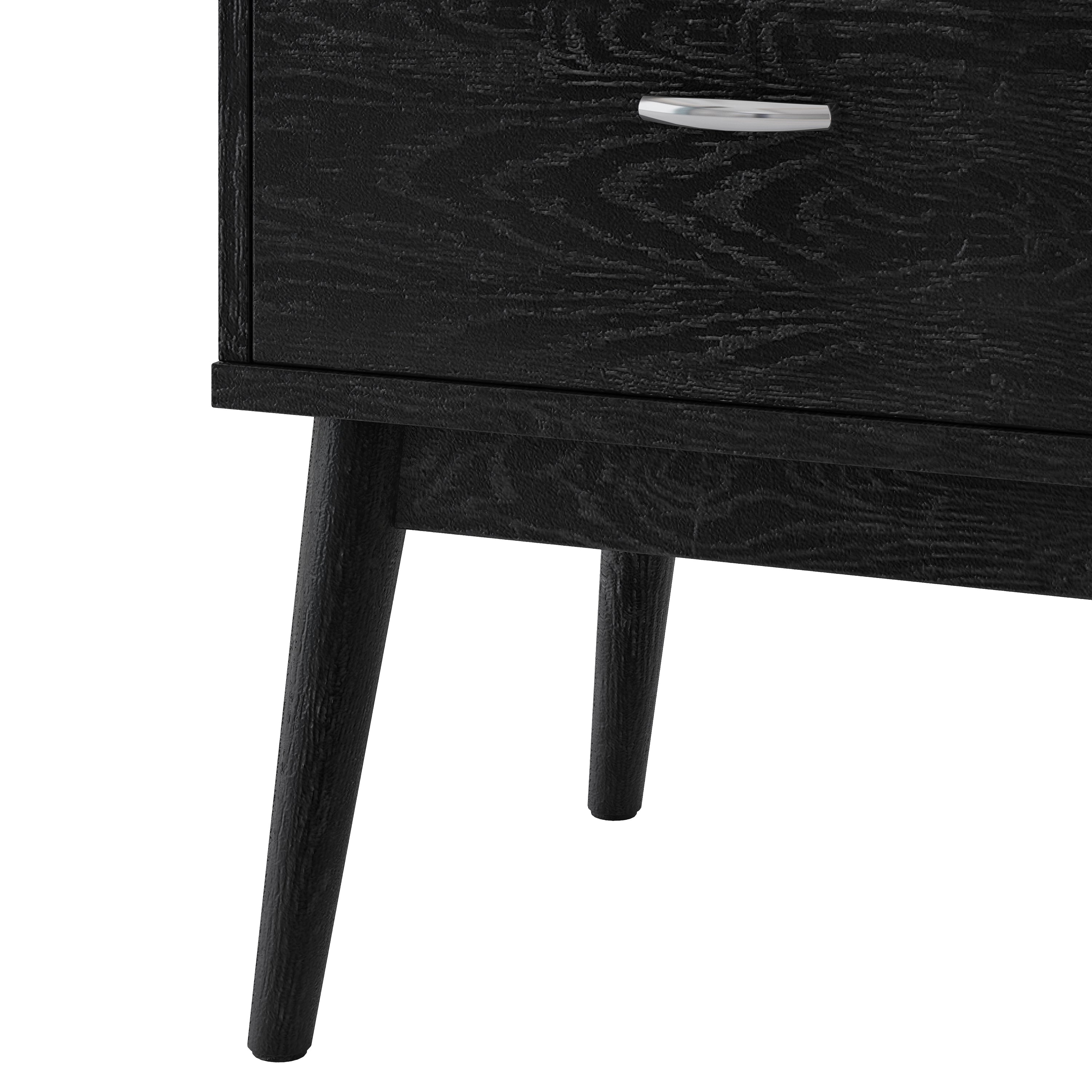 Wilbur Mid Century Wooden Nightstands with Hutch, Set of 2