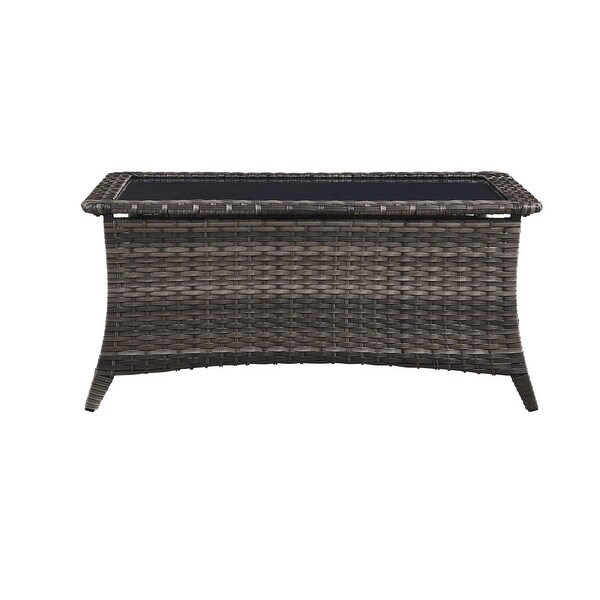 Outdoor Wicker Coffee Table Glass Top Table End Table