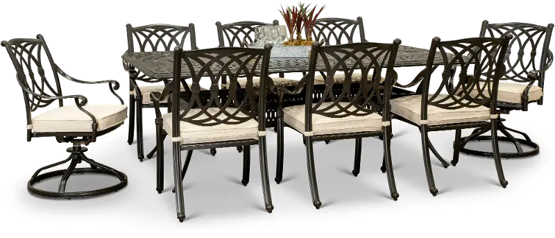 Montreal 9 Piece Swivel and Armchair Outdoor Dining Set