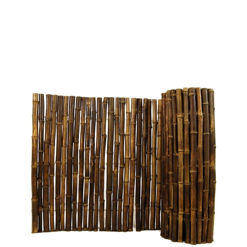 Backyard X-Scapes 1 in. D x 3 ft. H x 8 ft. W Natural Black Bamboo Fencing Garden Screen Rolled Fence Panel HDD-BF11BLACK