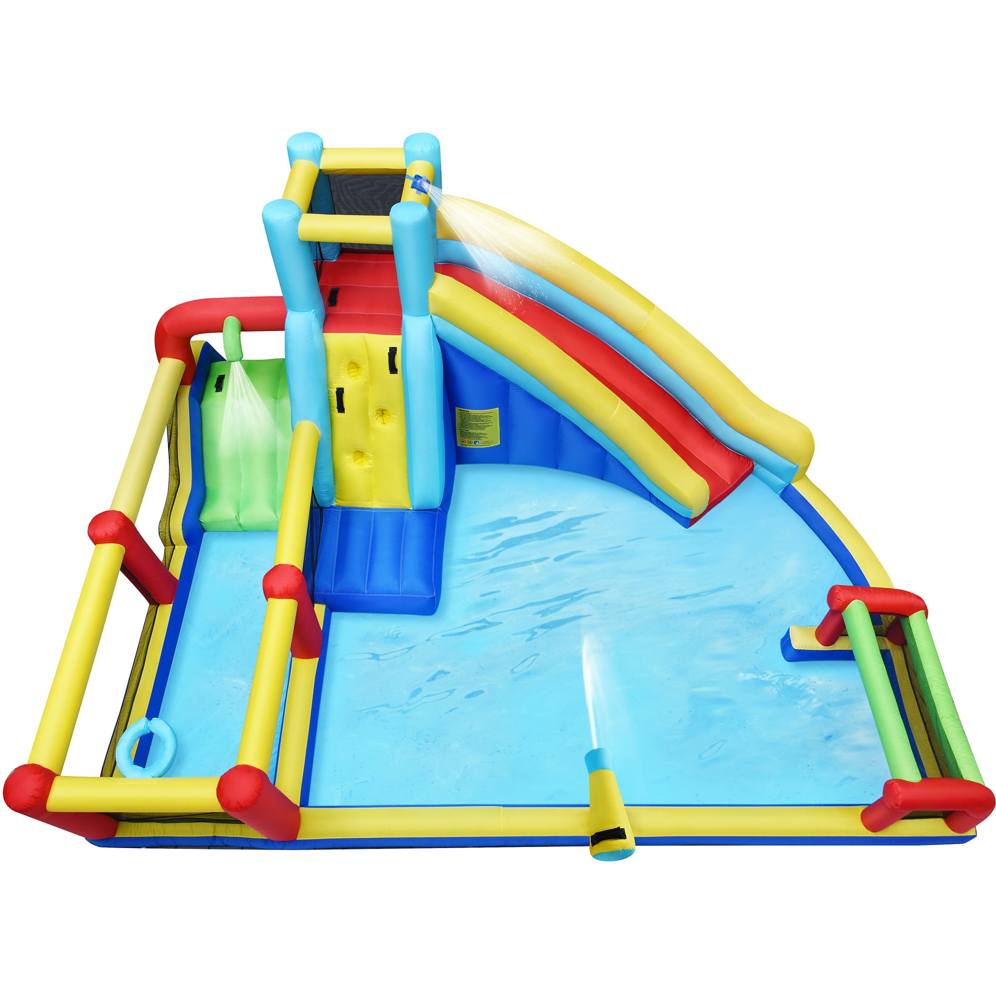 Track 7 Inflatable Water Park for Boys Girls,W/Pool,Water Cannon,Basketball Rim,Soccer Goal,Oxford