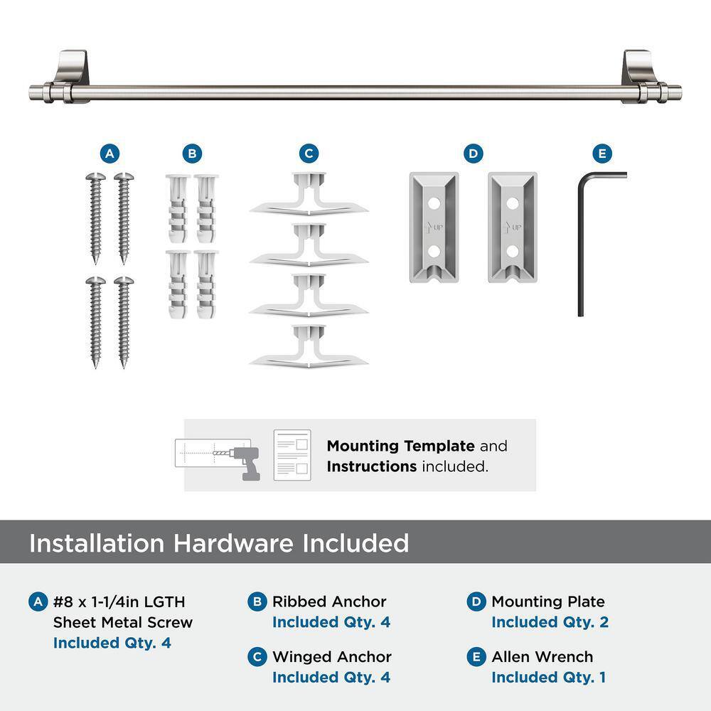 Amerock Davenport 24 in. (610 mm) L Towel Bar in Brushed Nickel BH36054G10