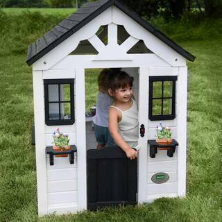 Backyard Discovery Sweetwater White Outdoor All Cedar Wooden Playhouse with Kitchen 2303010COM