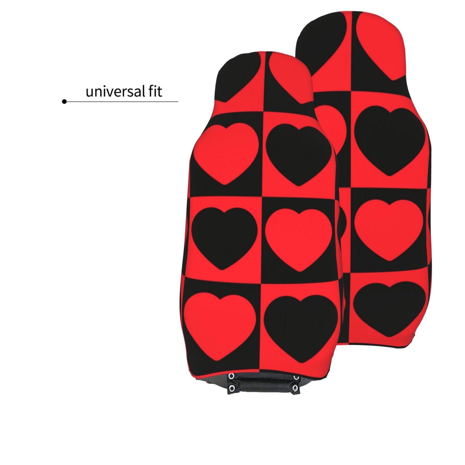 TEQUAN Front Seat Covers， Romantic Red Black Heart Love Pattern 2 Piece Car Seat Cover Fit Most Car SUV Truck Van