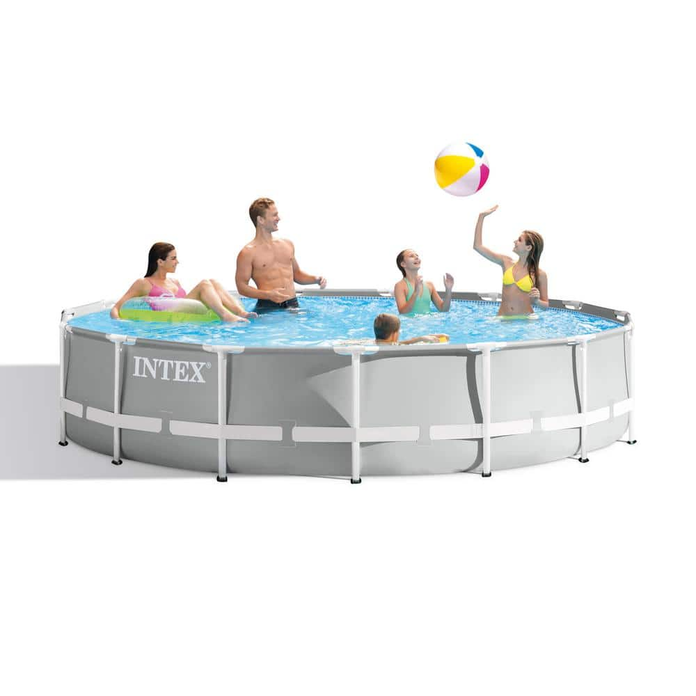 Intex Prism 15 ft. x 42 in. D Round Above Ground Hybrid Metal Frame Pool Set 26723EH