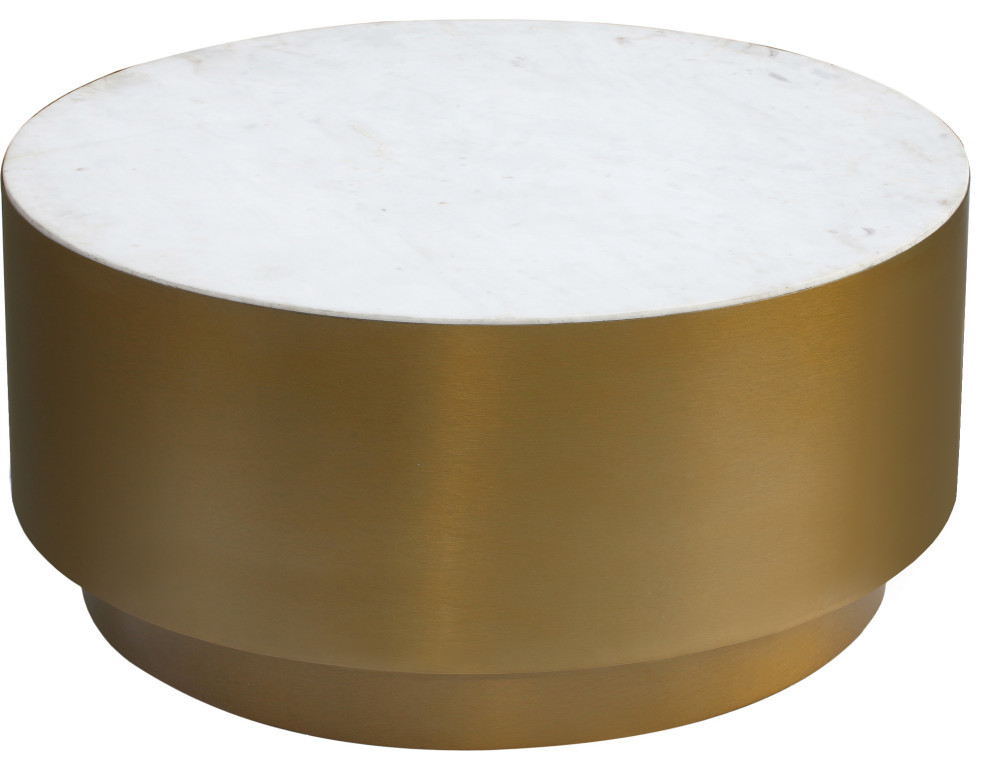 Presley Coffee Table  Marble Top  Brushed Gold Metal Base   Contemporary   Coffee Tables   by Meridian Furniture  Houzz