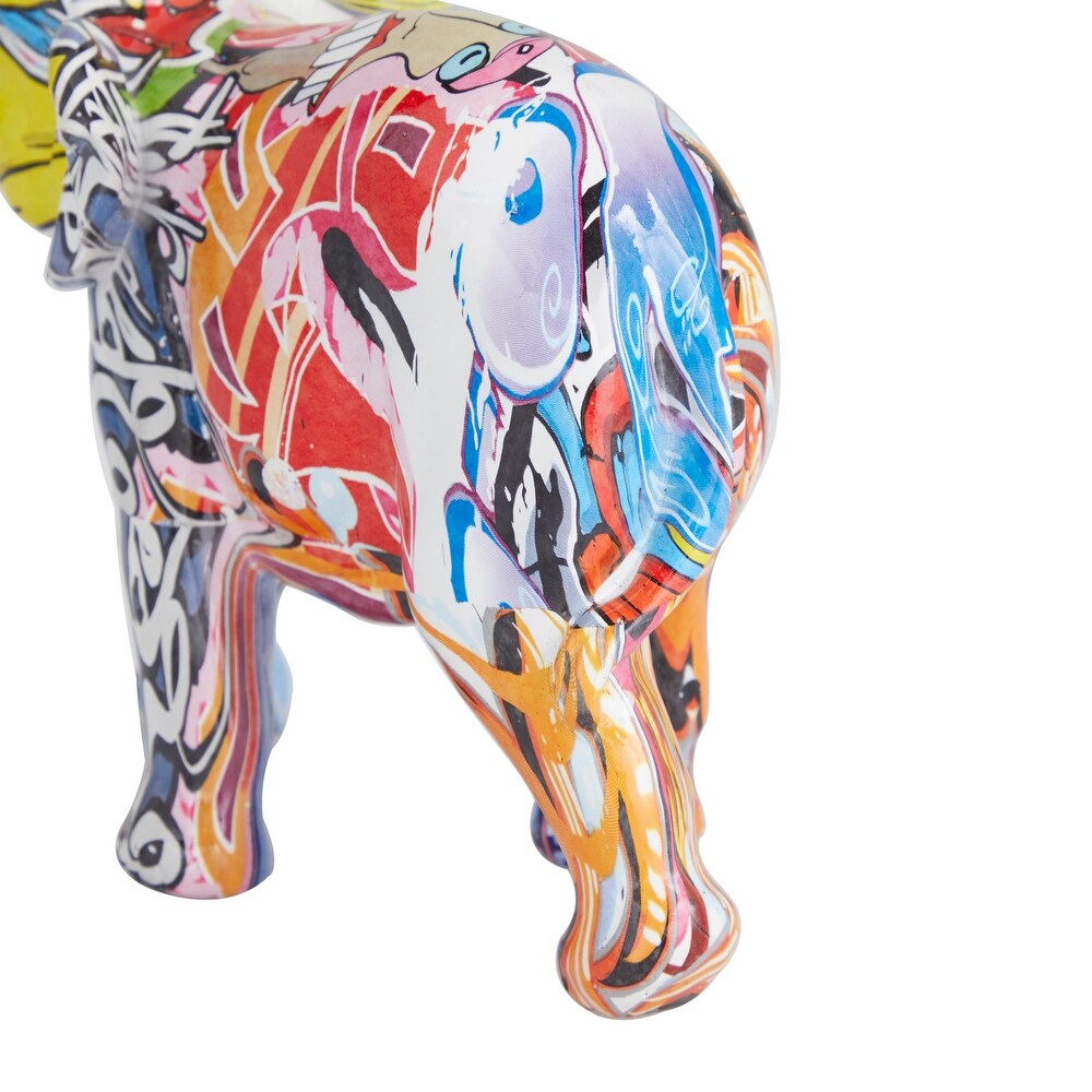The Novogratz Multi Colored Polystone Graffiti Elephant Sculpture