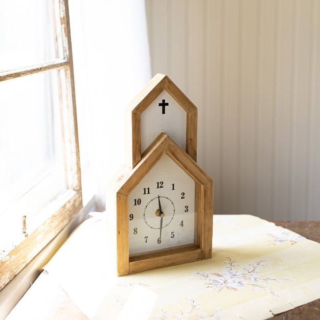 Church Tabletop Clock Wood Mdf amp Glass By Foreside Home amp Garden