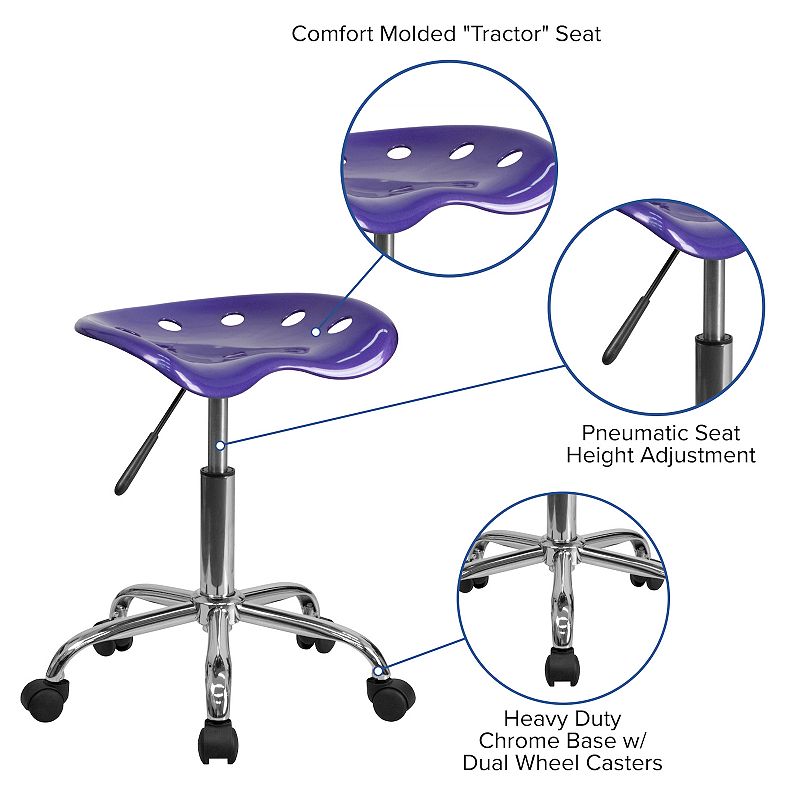 Flash Furniture Taylor Violet Tractor Seat Stool