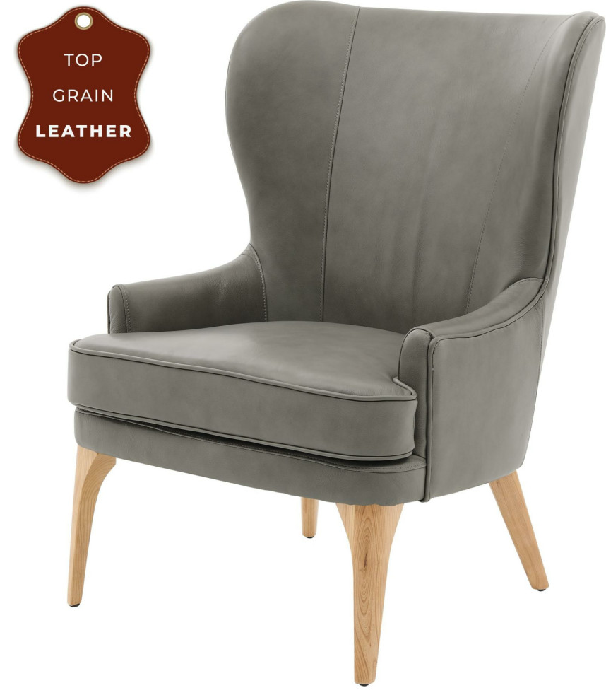 Bjorn Top Grain Leather Accent Chair   Midcentury   Armchairs And Accent Chairs   by HedgeApple  Houzz