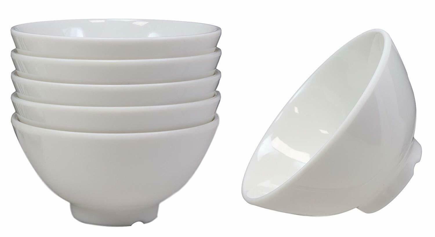 1 Modern White Jade Melamine Round Bowls 8oz For Rice Soup Salad Sauce Set Of 6 EBR02