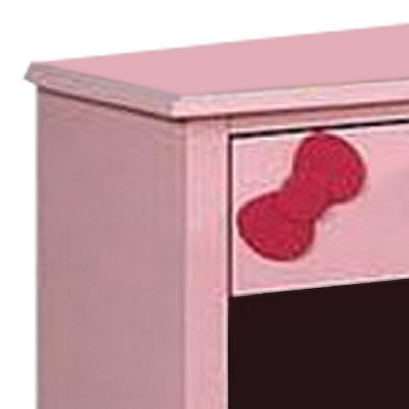 1 Drawer Transitional Wooden Nightstand with Arched Base， Pink