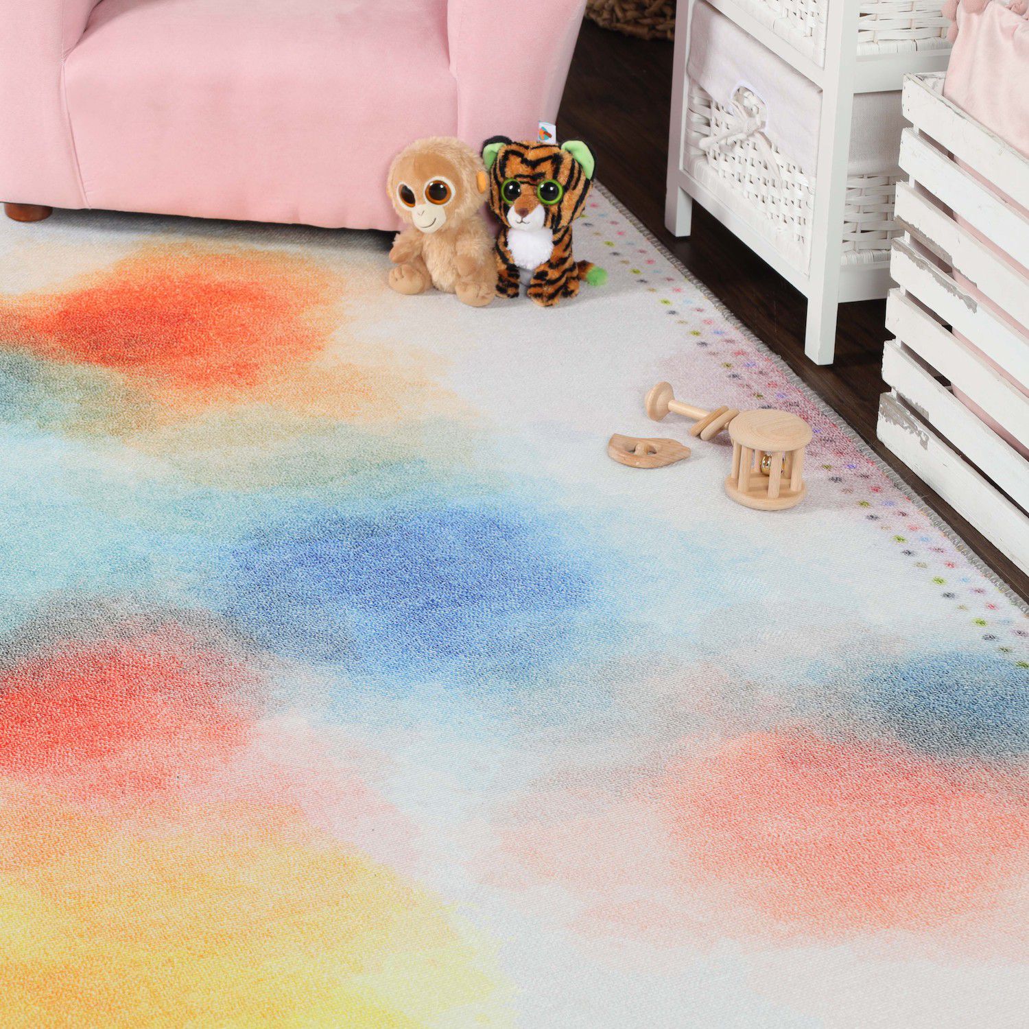 Superior Watercolor Abstract Anti-Slip Area Rug