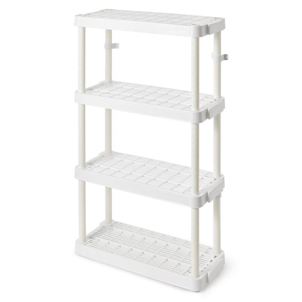 GRACIOUS LIVING Medium Duty Plastic 14 x 32 x 54.5 in. 4 Tier Ventilated Shelving Units White (2 Pack) 2 x GL91072MAXIT-1C