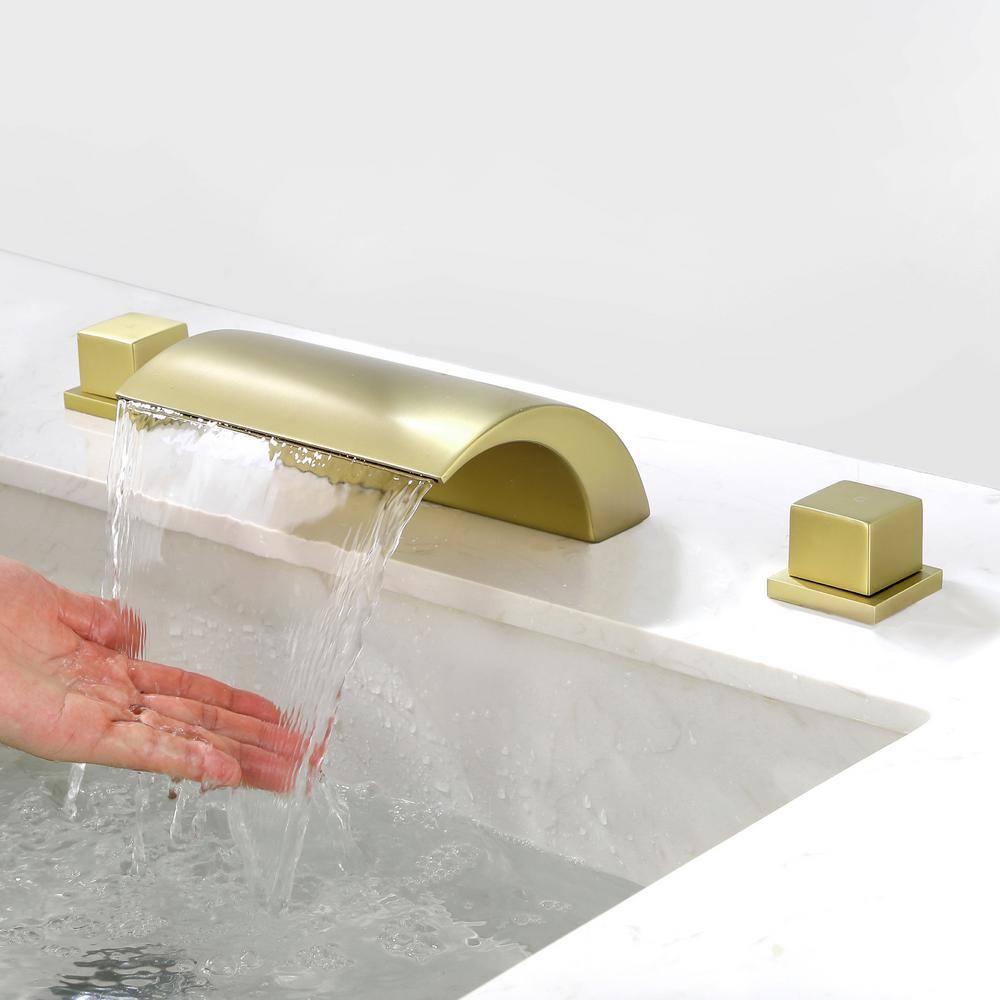 UKISHIRO 2-Handle Tub Deck-Mount Roman Tub Faucet in Brushed Gold SMD00JI220112003