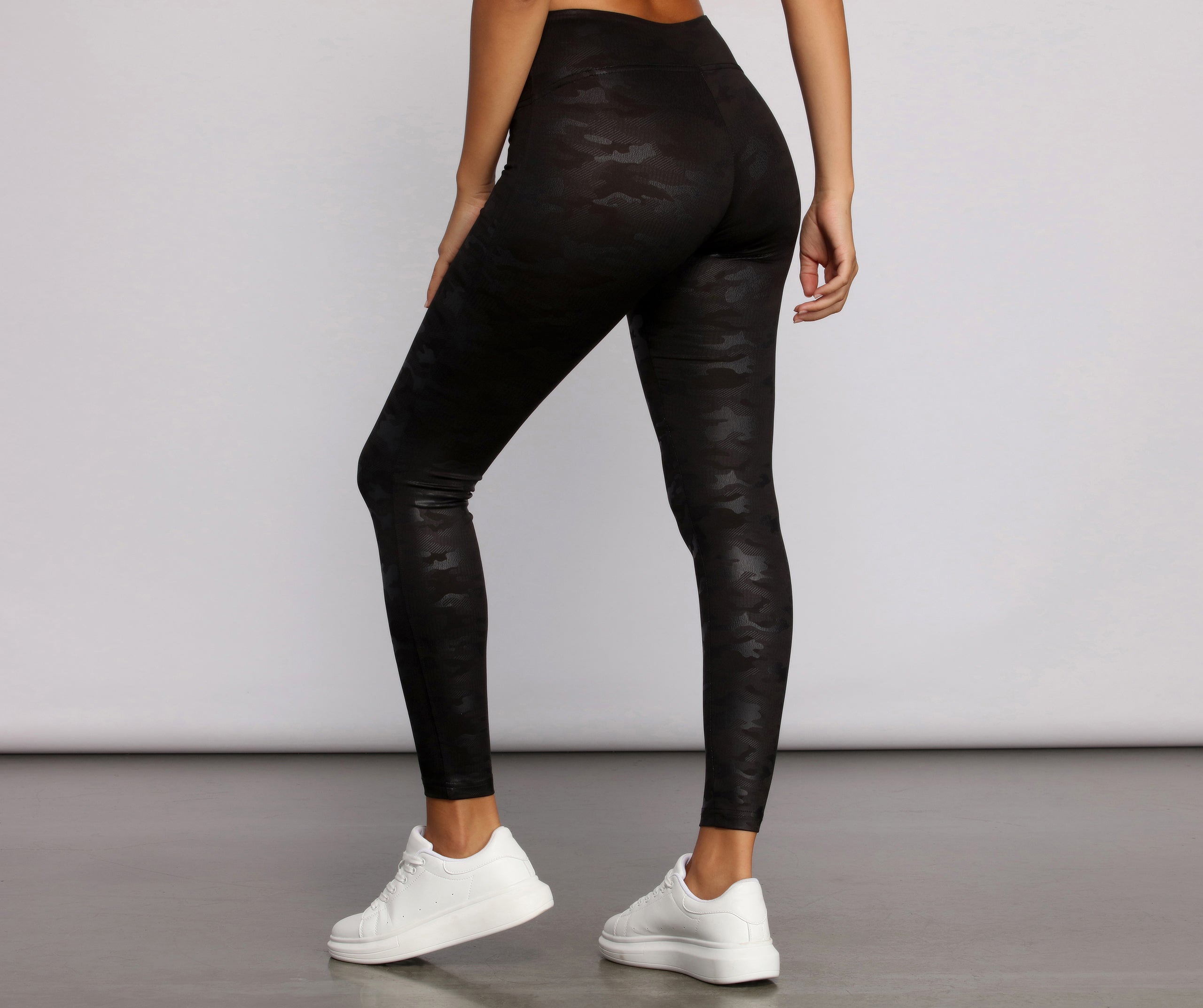 Coated Camo Leggings