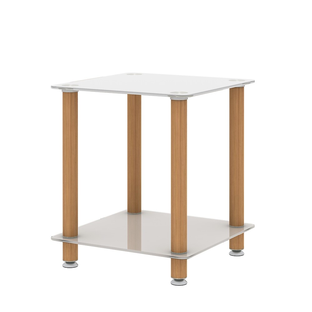 1 Piece Side Table 2 Tier Space End Table   15.75”*15.75”*19.37\