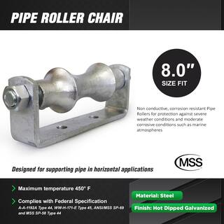 The Plumber's Choice 8 in. Galvanized Steel Hot Dipped Pipe Roller Chair (5-Pack) IE08-ISD-N-5