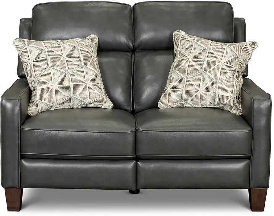 Madrid Smoke Dark Gray Leather Power Reclining Loveseat