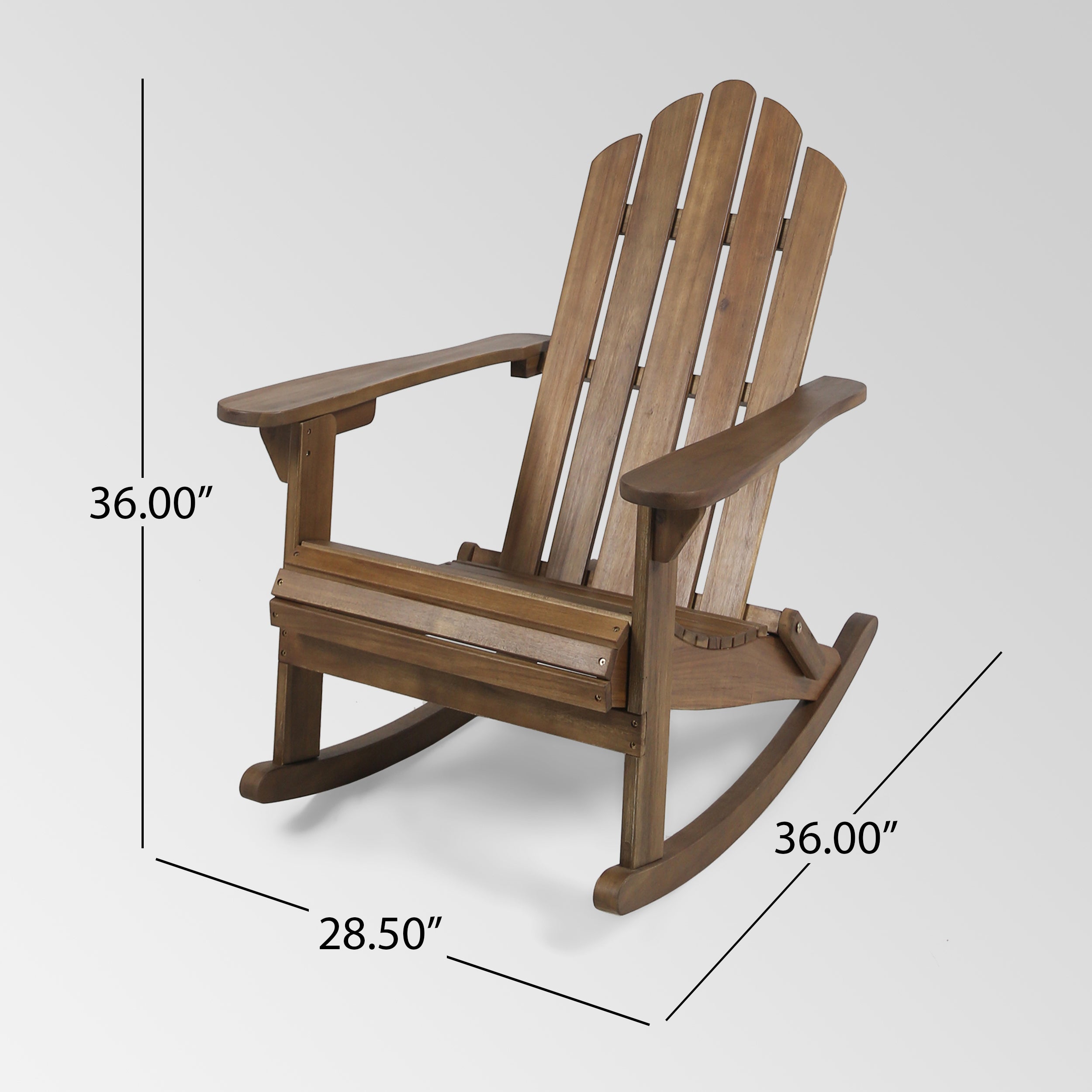 LANTRO JS Wooden Outdoor Rocking Chair Adirondack Dark Brown Rocking Chair