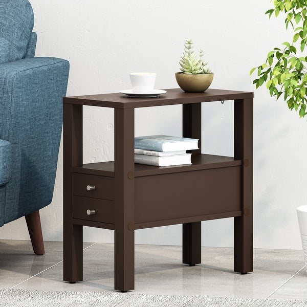 Timber Contemporary Wooden Side Table with Drawer by Christopher Knight Home - 11.75