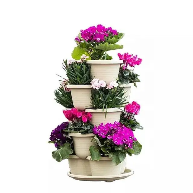 DIY 5 Tiers Vertical Planters Butterfly Shape Plastic Garden Colorful Stackable Plastic Flower Pots for Seedlings