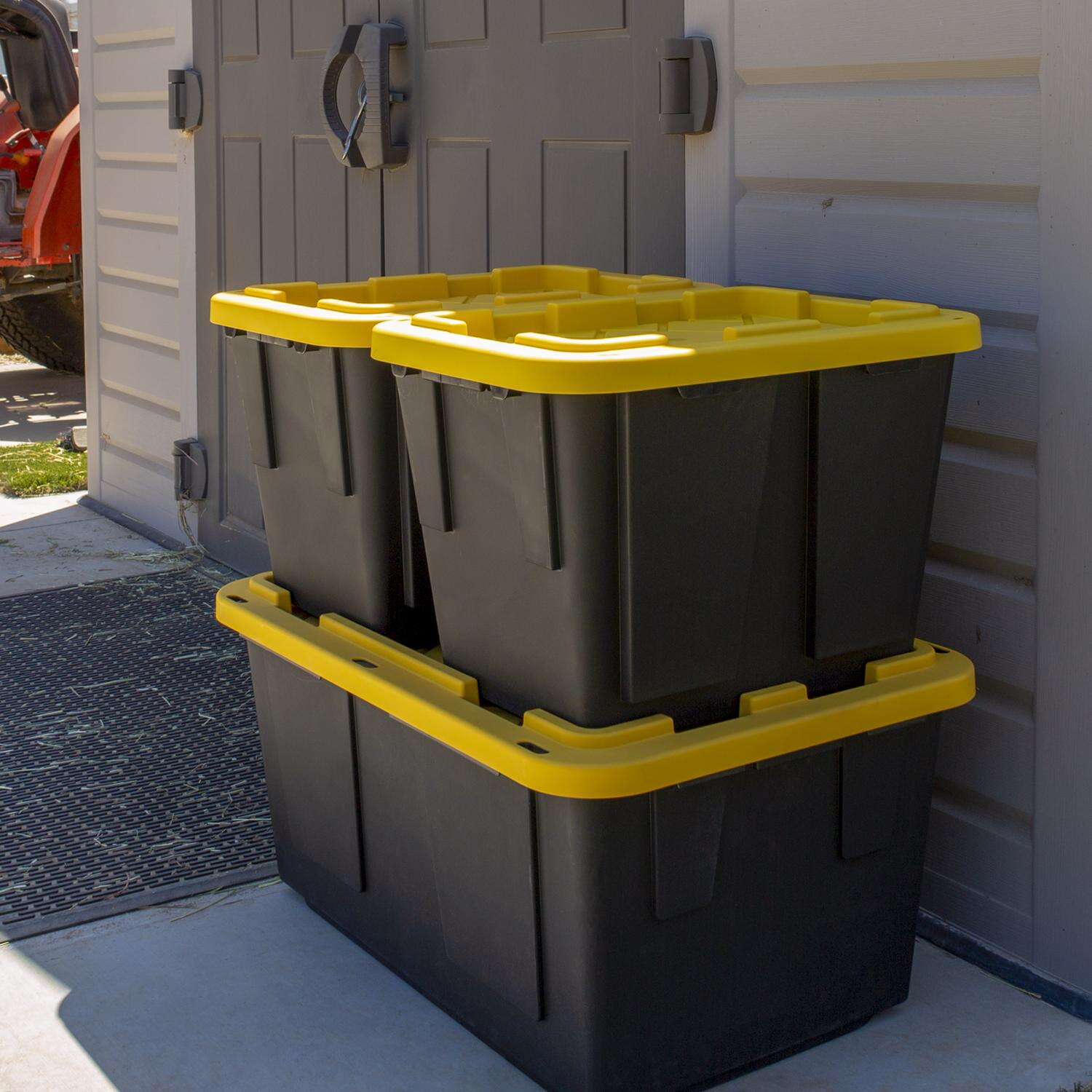 Greenmade Pro. Grade 12 gal Black/Yellow Storage Box 14.7 in. H X 15 in. W X 20.5 in. D Stackable