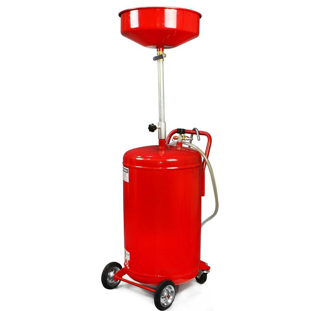 XtremepowerUS 20 Gal. Portable Steel Waste Oil Drain Tank Air-Operated with Adjustable Funnel Height 66076-H2