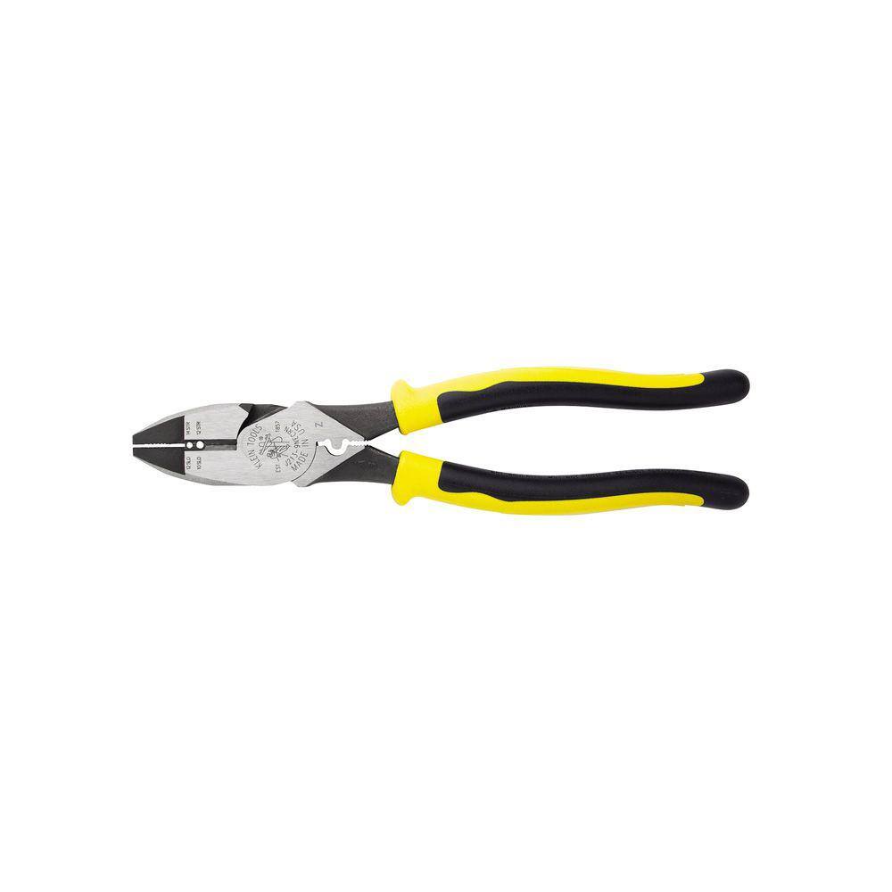 Klein Tools 9 in. High-Leverage Side Cutting Pliers with Wire StripperCrimper J2139NECRN