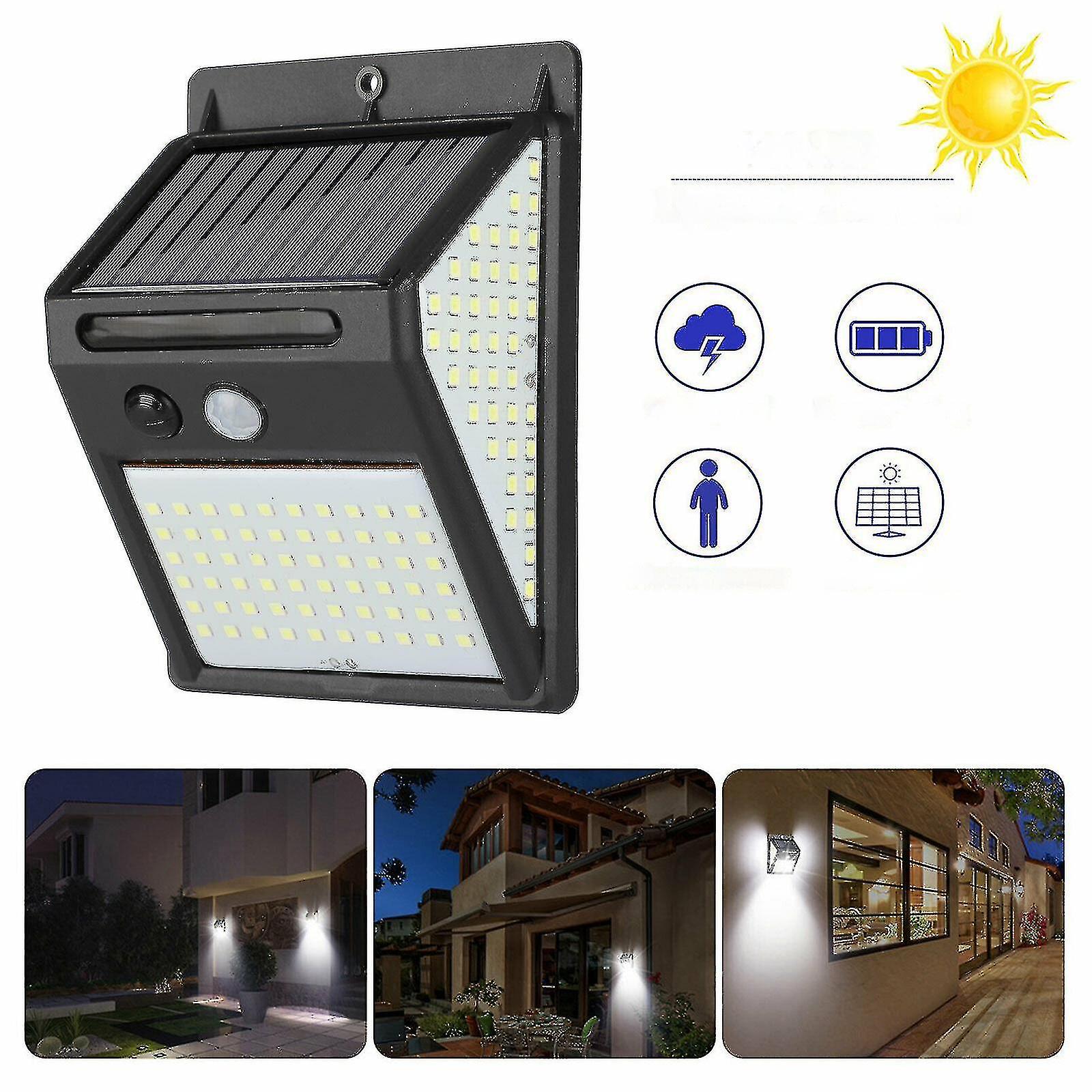 140 Led Solar Wall Lights Waterproof Outdoor Wall Lamp Pir Motion Sensor Garden Yard