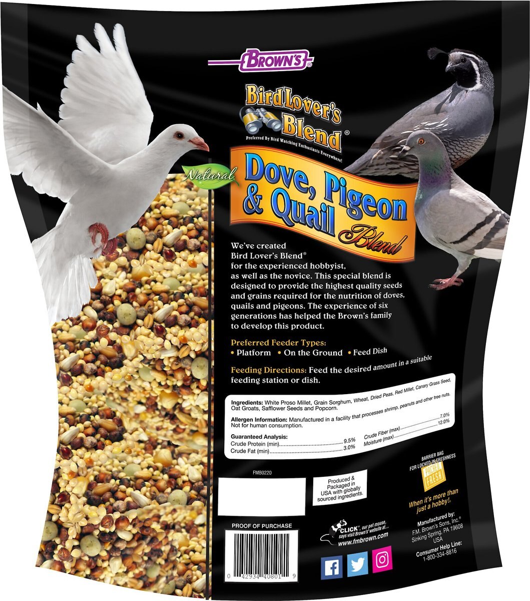 Brown's Bird Lover's Blend Dove， Pigeon and Quail Blend Bird Food