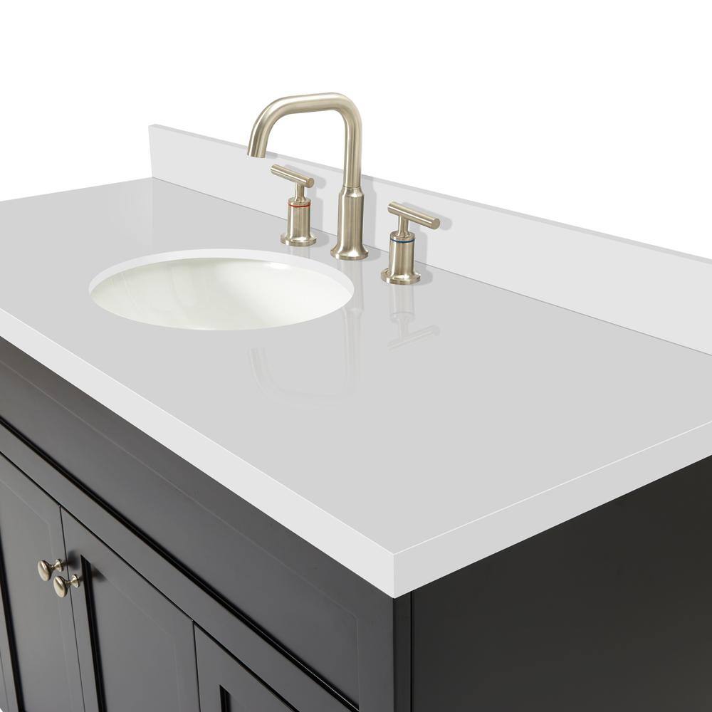 ARIEL Hamlet 55 in. W x 22 in. D x 36 in. H Bath Vanity in Black with White Quartz Vanity Top with White Basin F055SWQOVOBLK