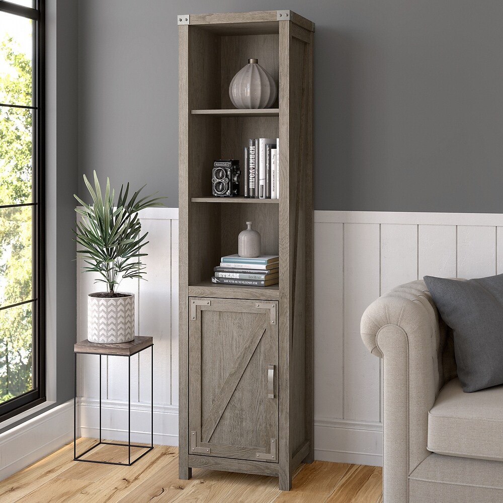 Knoxville Tall Narrow 5 Shelf Bookcase with Door by Bush Furniture