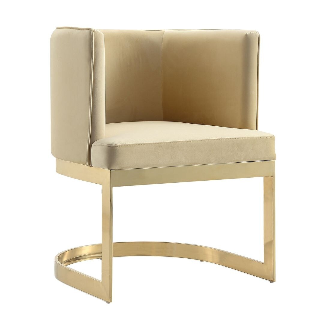 Aura Royal Blue and Polished Brass Velvet Dining Chair