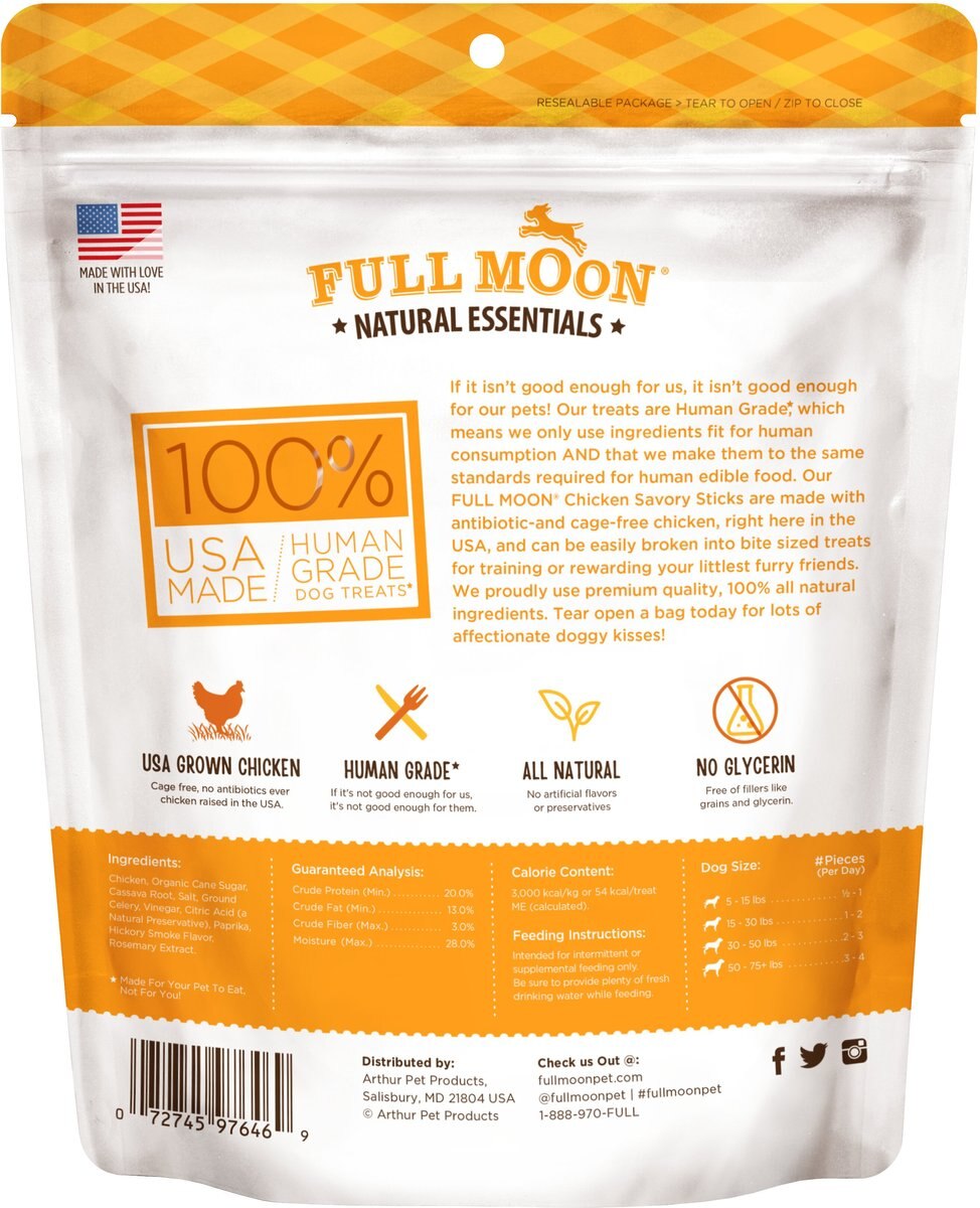 Full Moon All Natural Human Grade Chicken Savory Sticks Dog Treats