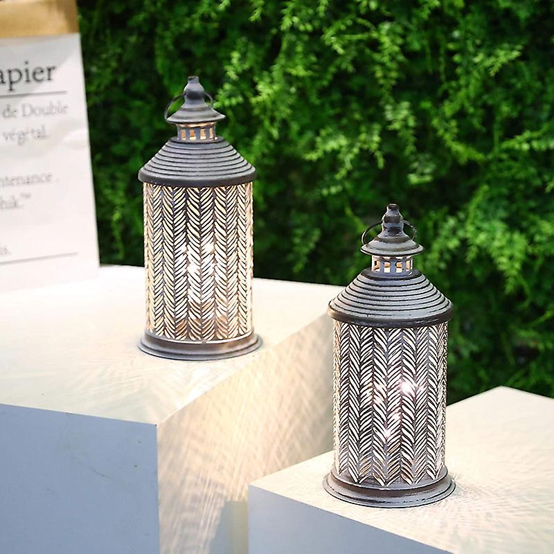 Set Of 2 Metal Table Lamp Battery Powered 10.5