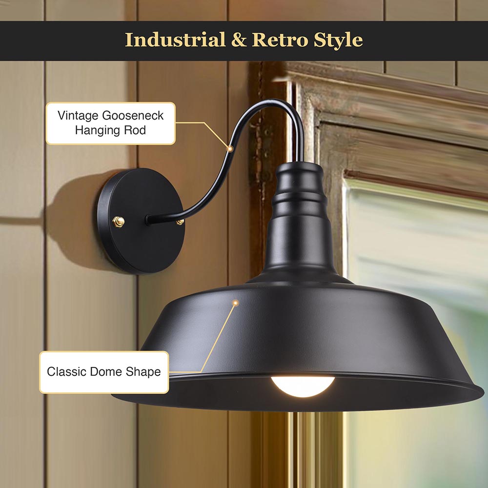 Yescom 14 in Industrial Black Wall Sconce Wall Light 1 Light