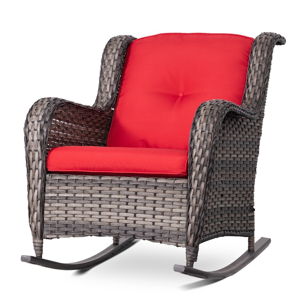 Cozywor Outdoor Wicker Rattan Swivel Rocking Chair