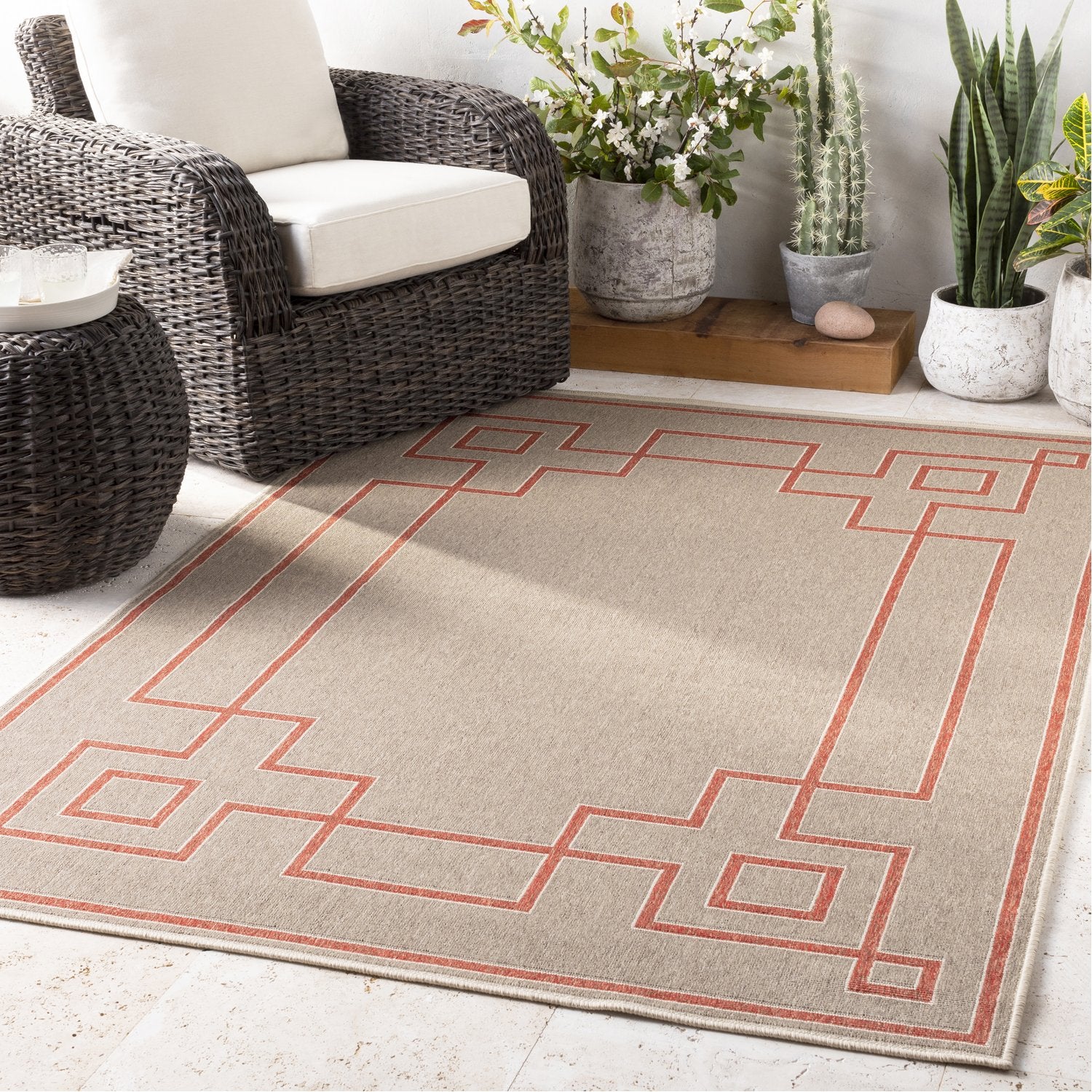 Alfresco Outdoor Rug in Rust & Camel