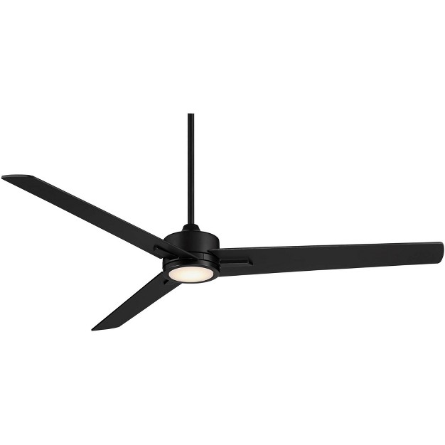 Casa Vieja Monte Largo Modern 3 Blade Indoor Ceiling Fan With Dimmable Led Light Remote Control Matte Black For Living Room Kitchen House Bedroom