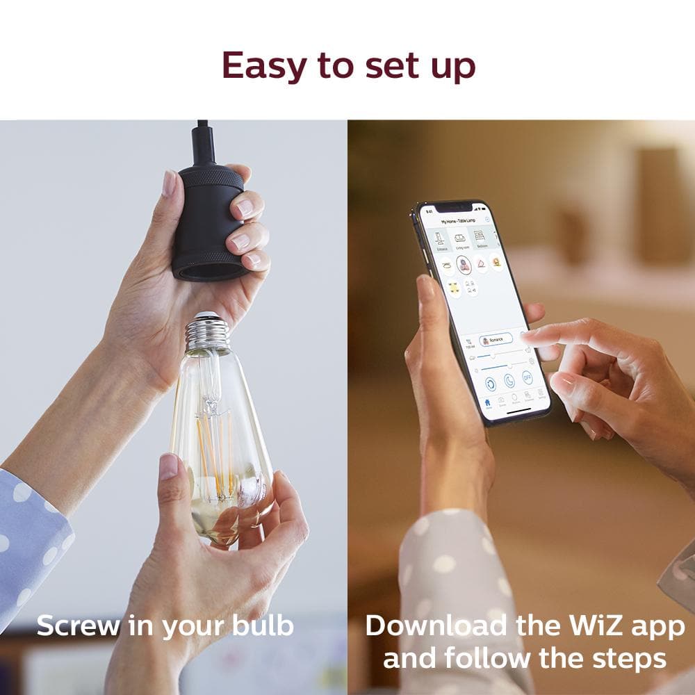 Philips 40-Watt Equivalent ST19 LED Smart Wi-Fi Light Bulb Amber (2000K) powered by WiZ (1-Pack) 555565