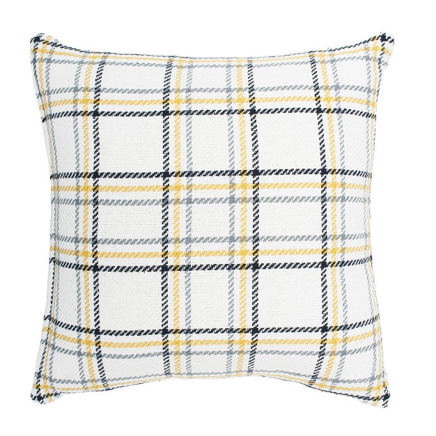 X 18 quot Honey Bee Plaid Woven Throw Pillow