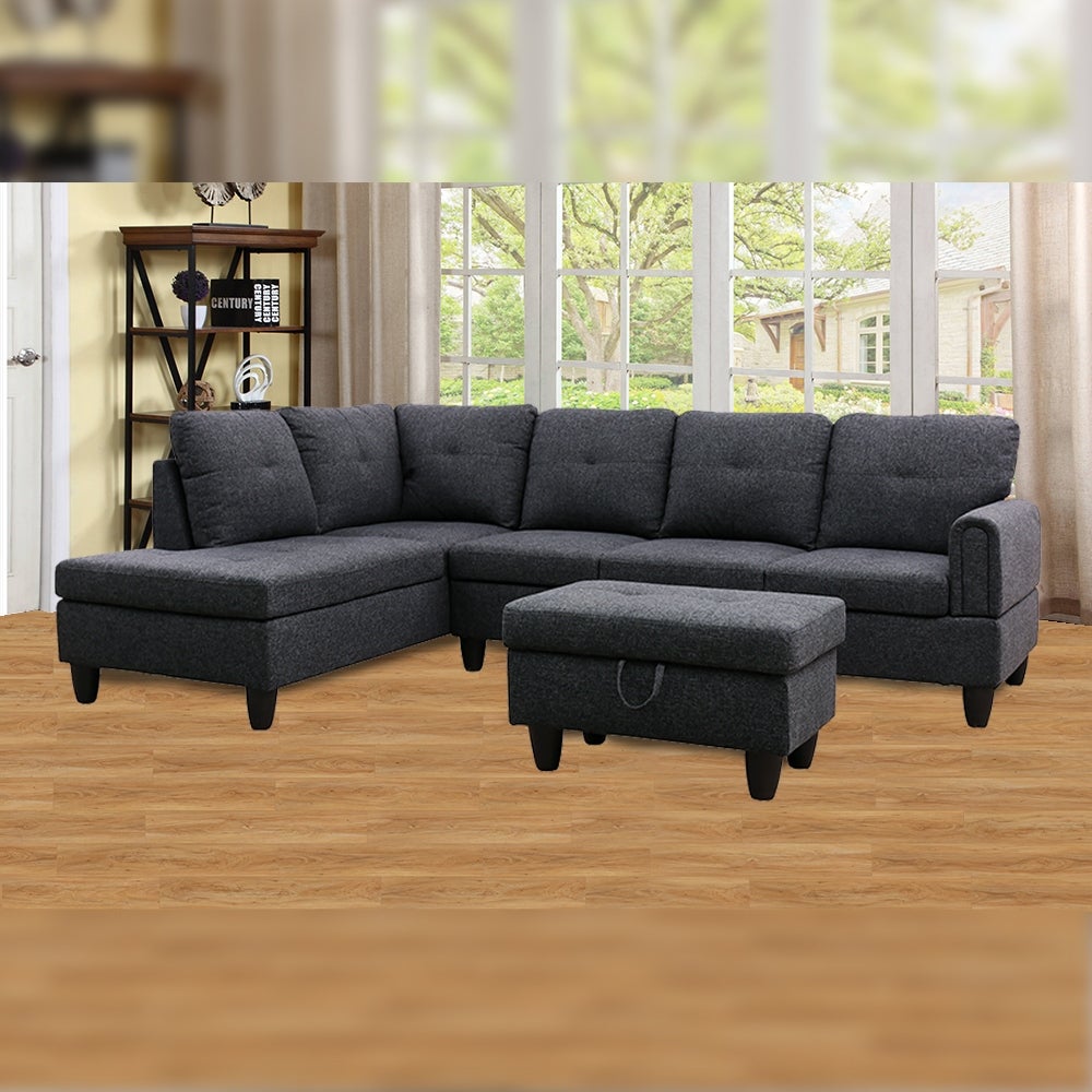 3PC Left Facing Sectional with ottoman