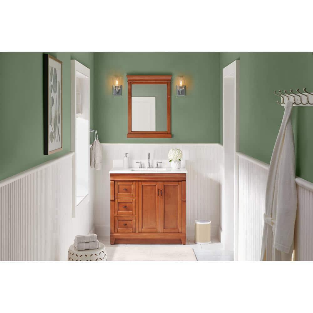 Home Decorators Collection Naples 36 in W Bath Vanity Cabinet Only in Warm Cinnamon with Left Hand Drawers