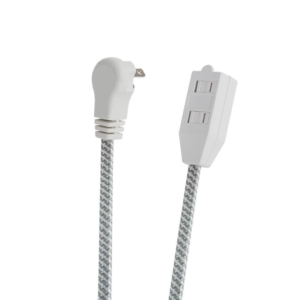 HDX 12 ft. 162 Light Duty Indoor Braided Tight Space Extension Cord GreyWhite FSEX60