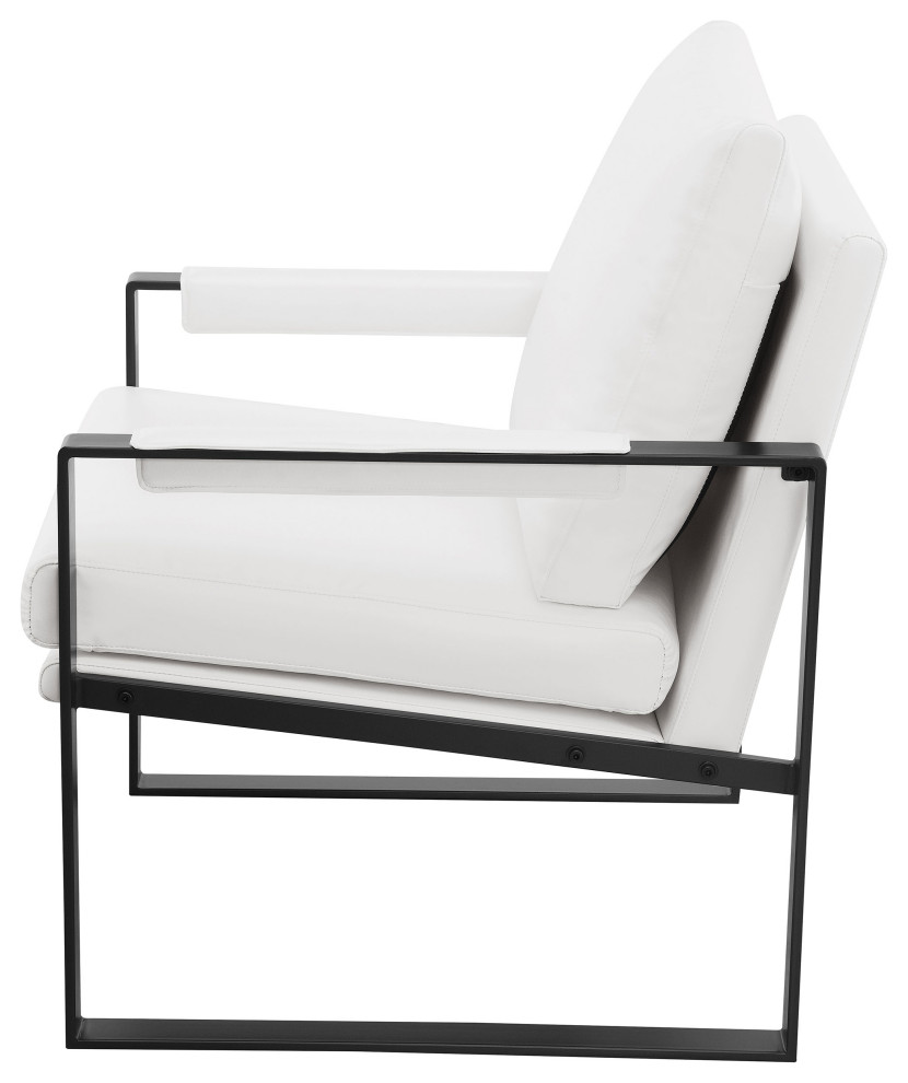 Rosalind Upholstered Track Arms Accent Chair White and Gummetal   Modern   Armchairs And Accent Chairs   by Modon  Houzz