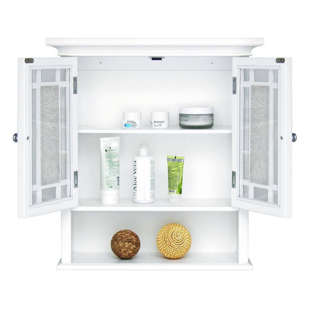 Teamson Home Winfield 22 in. W x 24 in. H x 7 in. D Bathroom Storage Wall Cabinet with Mosaic Glass in White HDT527