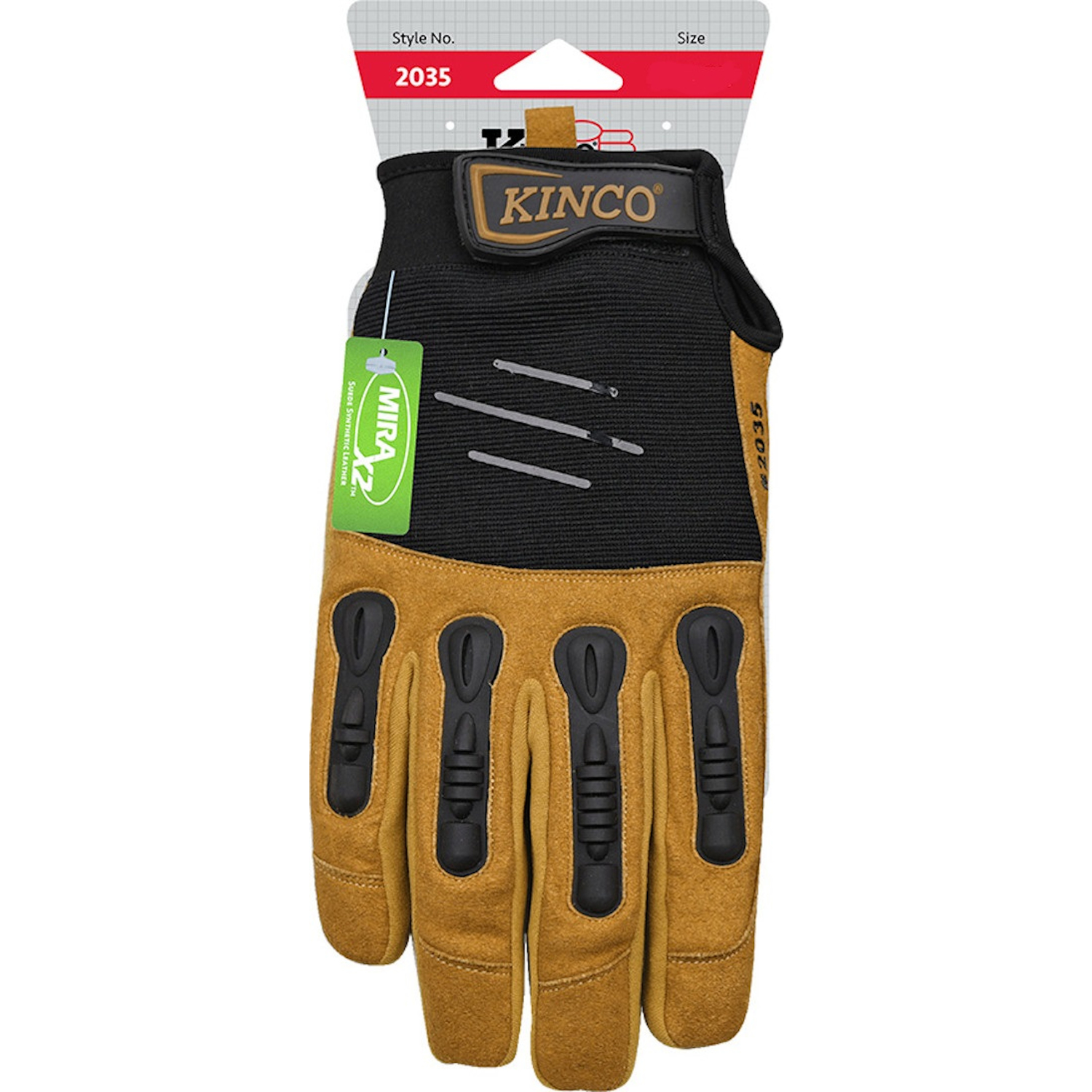 Kinco Foreman Men\u0027s Indoor/Outdoor Pull-Strap Padded Gloves Black/Tan XL 1 pair