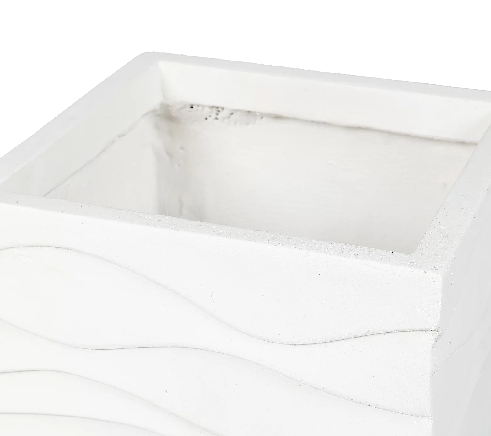 Luxen Home White MgO Wavy Design Square Planter